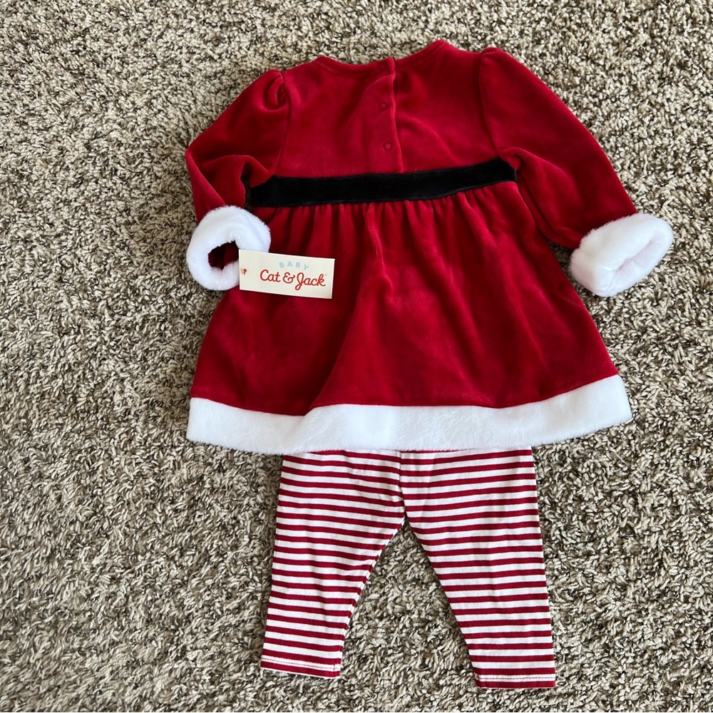 Cat & Jack Red Christmas 2 piece outfit. Size 3-6 months. Top and pants. NWT - Picture 7 of 9